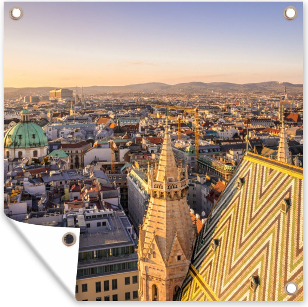 MuchoWow 100x100 cm Outdoor-Poster Gartendeko Sichtschutz Garten Poster für den Garten Stadtbild von Wien in Österreich