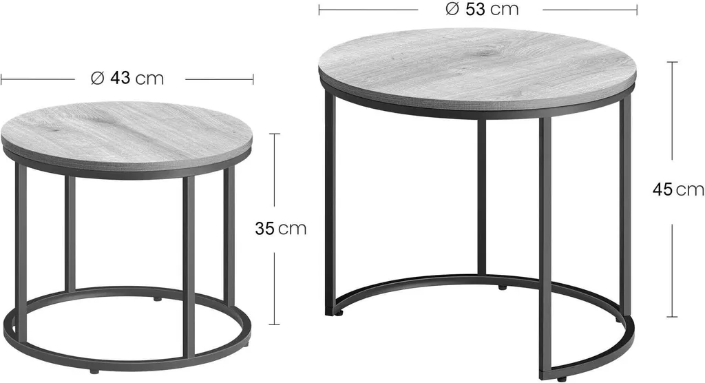 Table basse ronde marbre résistante aux rayures lot de 2 modulables - 6