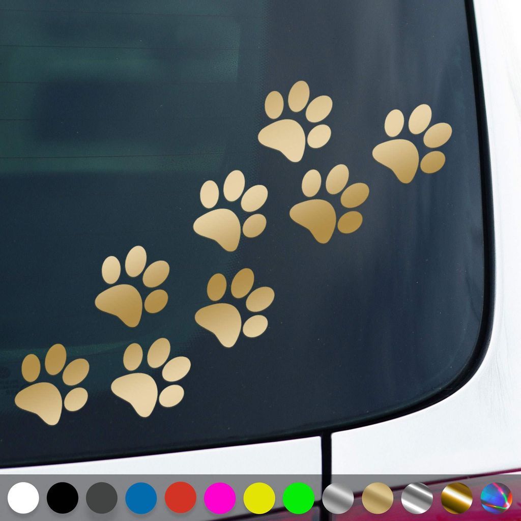PantherPixel Katzenpfoten Aufkleber Hundepfoten Tiere Tatzen Sticker Auto Geschenkidee Farbe Gold