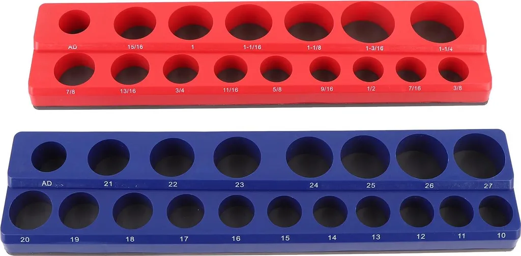 Organiseur de douilles magnétique 1/2 pouce métrique et SAE, 2 pièces