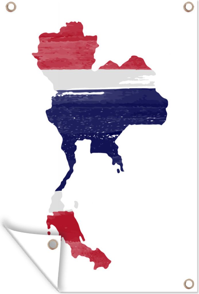 MuchoWow 60x90 cm Outdoor-Poster Gartendeko Sichtschutz Garten Poster für den Garten Karte mit Flagge Thailand