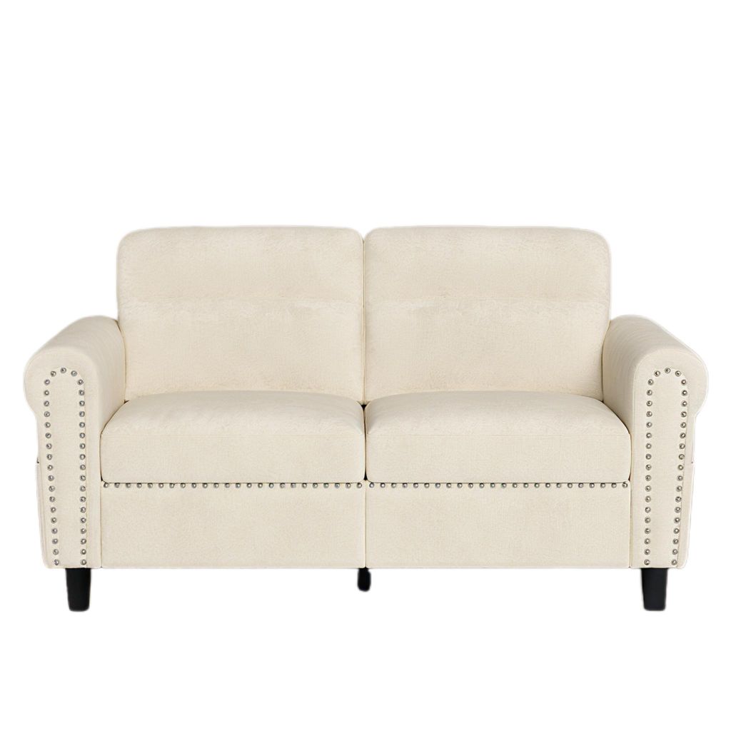 BEALIFE 2-Sitzer Sofa 152x76x84 cm, mit Stauraum, Kompaktes Wildledersofa mit Lordosenstütze & Seitenfach, dunkelgrau/weiß | AR72 Wohnzimmer Sofa