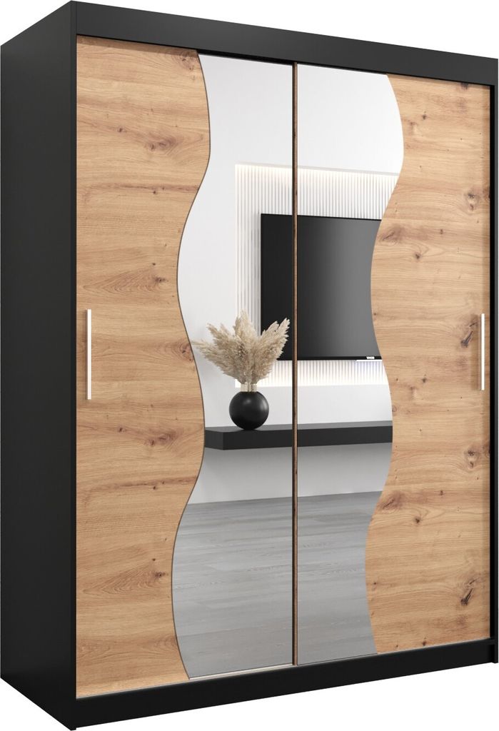 Kleiderschrank, Schiebetürenschrank Schlafzimmer, Schrank mit Spiegel MADRYT 150 cm