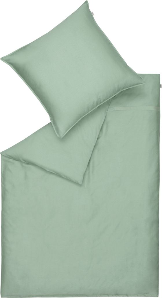 Schöner Wohnen Satin-Bettwäsche-Garnitur Pure Farbe salbei Größe 135x200cm