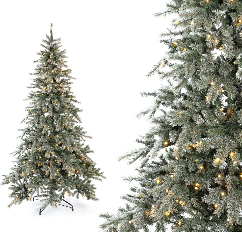 Sapin de Noël Artificiel Propre 180 cm : Épicéa Enneigé avec LED Prêtes