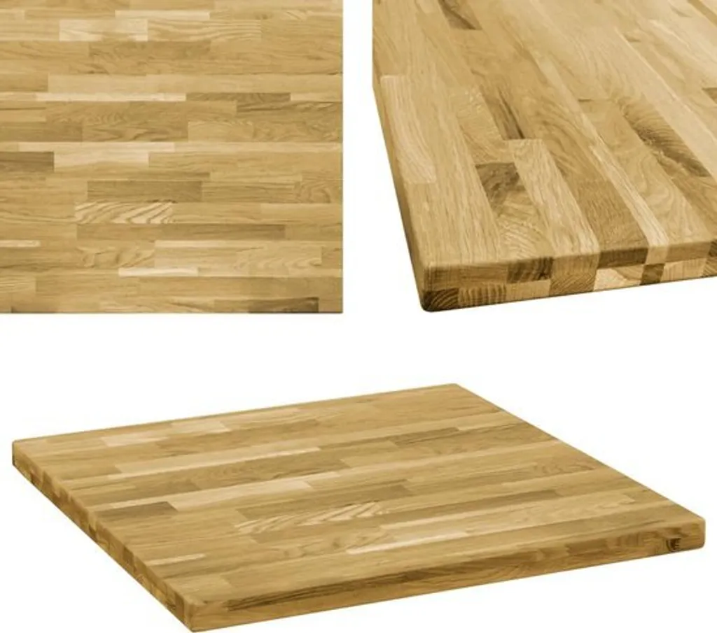 vidaXL Plateau de table carré 80x80 cm en chêne massif de 44 mm