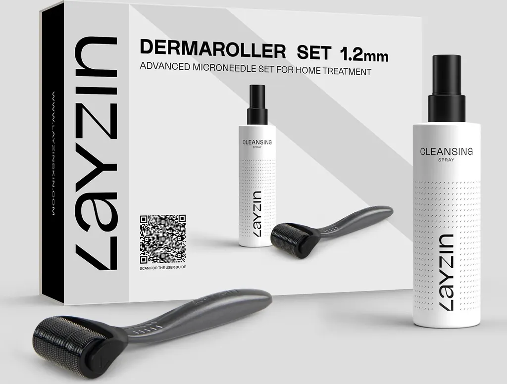 Dermaroller aiguilles 1,2 mm avec lotion nettoyante pour le corps