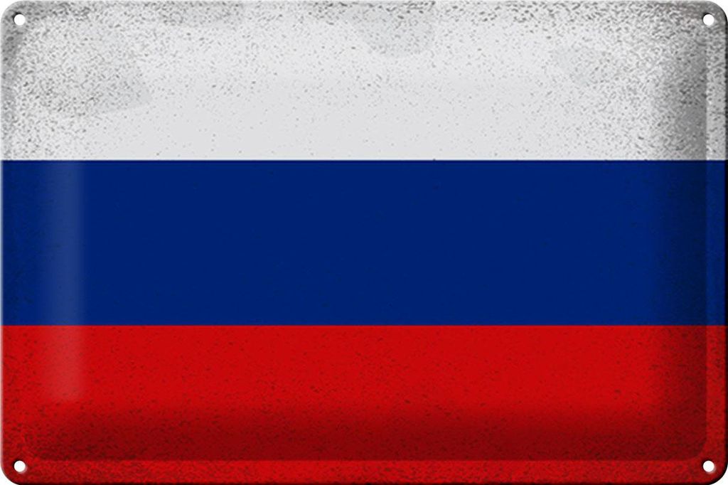 Blechschild Flagge Russland 30x20cm Flag of Russia Vintage