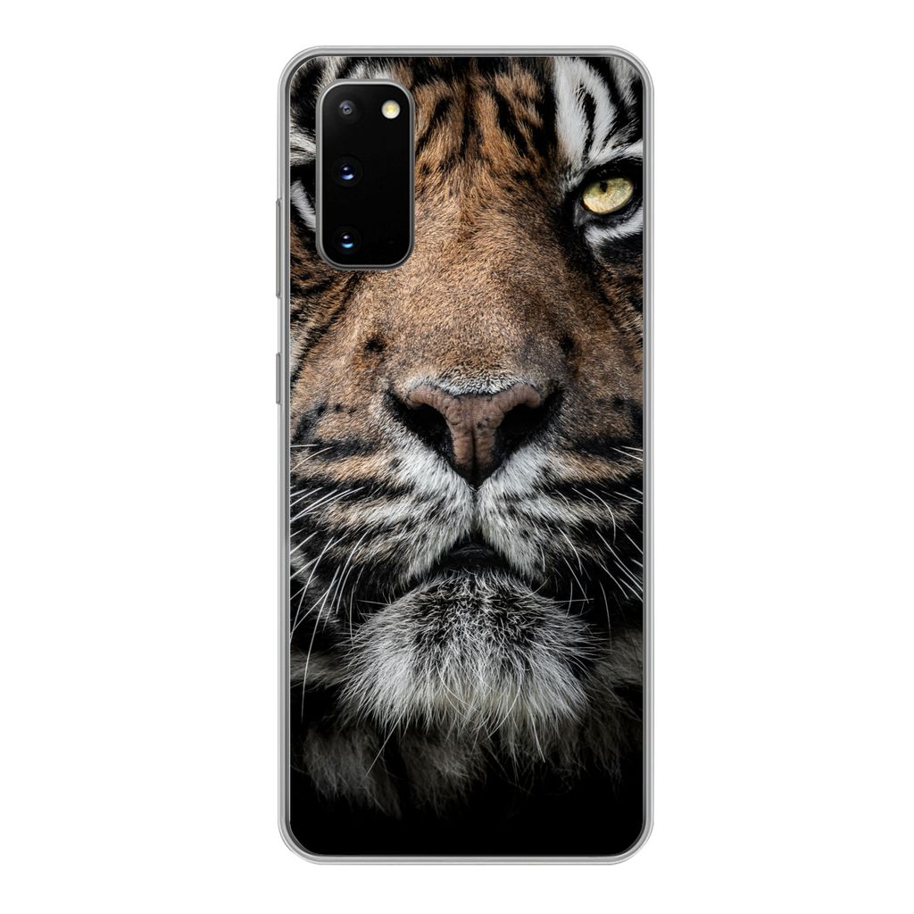 MuchoWow Handyhülle Schutzhülle Hülle für Samsung Galaxy S20 Tiger - Nahaufnahme - Tier Silikon Softcase Handy Hülle - Bild