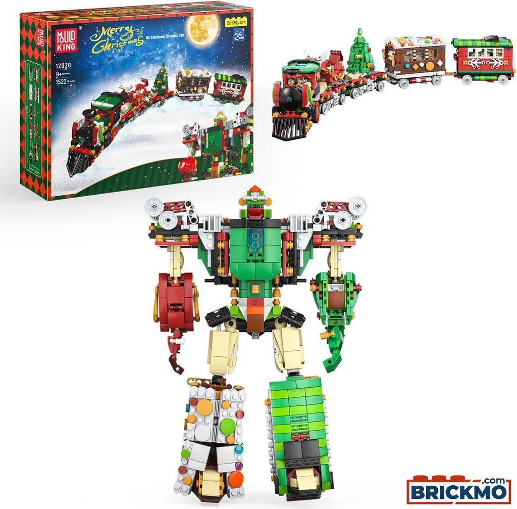 Train de Noël Transformable 2-en-1 Mould King 12028 Motorisé Rouge