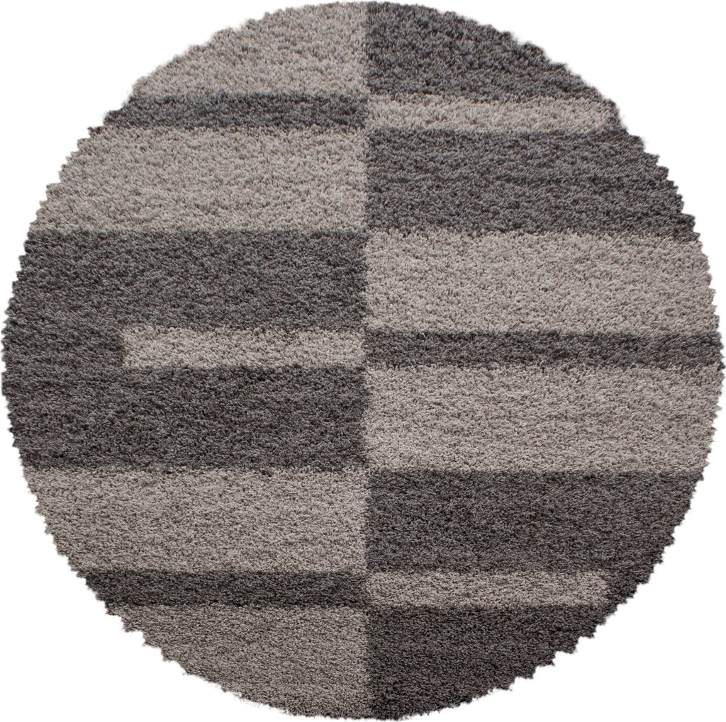 Gala Shaggy teppich hochflor rund Ø 120cm taupe