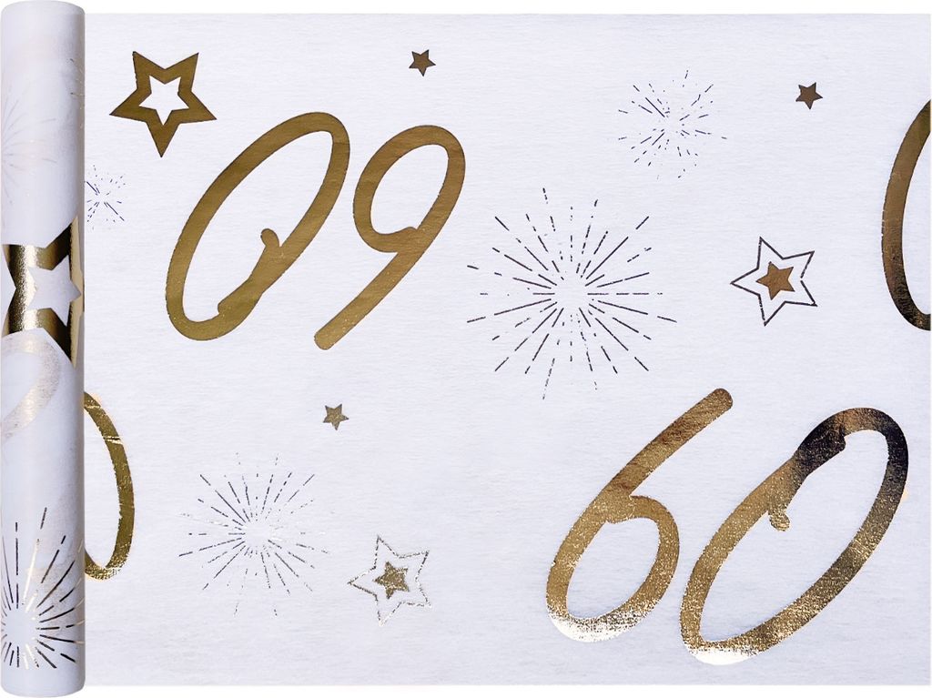 Oblique Unique Tischläufer Tischband Tisch Läufer für 60. Geburtstag Jubiläum Tischdeko gold glänzend Party Deko