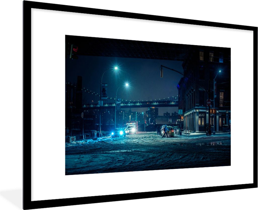MuchoWow Gerahmtes Poster New York - Brooklyn - Brücke 90x60 cm - Poster mit Schwarzem Bilderrahmen Wandposter Rahmen Foto Bilder - Wanddekorati...