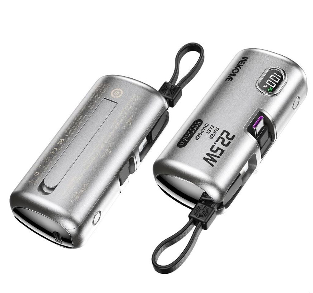 Two silver power banks are shown against a white background.