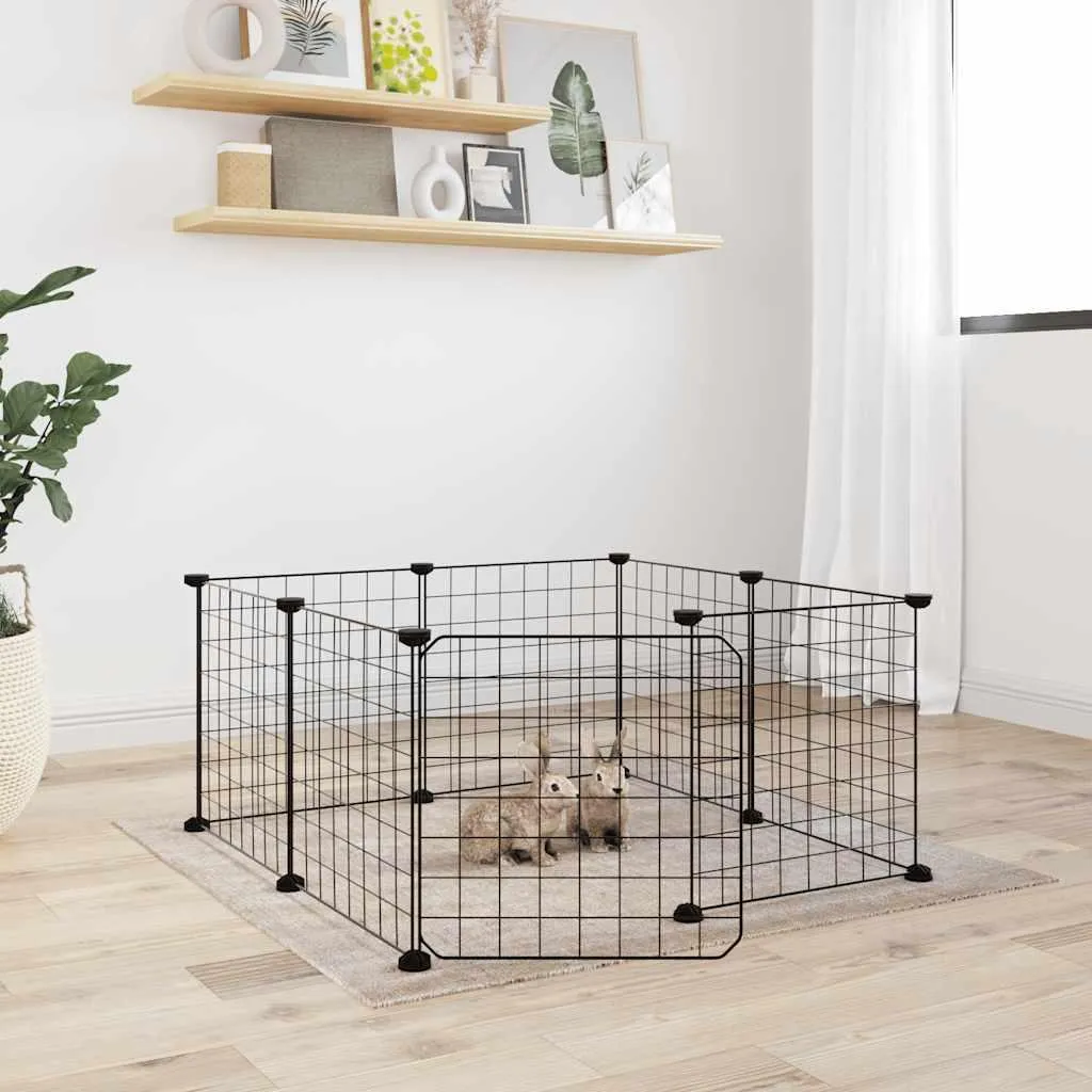 vidaXL Recinto Componibile 8 Pezzi con Porta - Gabbia 35x35 cm in Acciaio