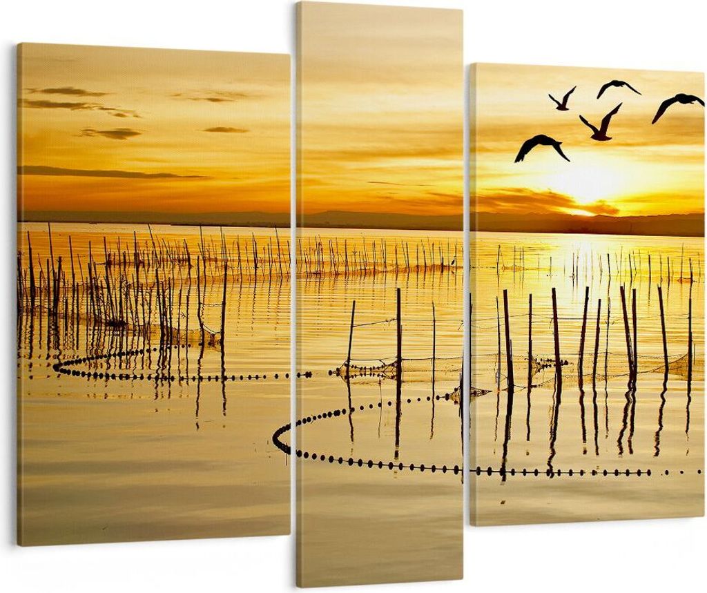 Bild auf Leinwand - Leinwandbild - See Vogel Wasser - 95x80cm - Wand Bild - Wanddeko - Wandbilder - Leinwanddruck - Bilder - Kunstdruck - Wanddekor...