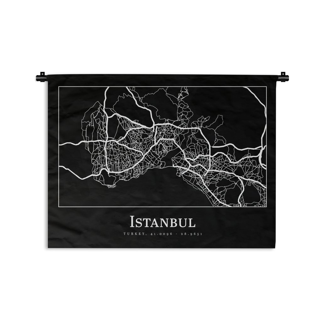 MuchoWow Wandteppich Wandbehang Stadtplan - Istanbul - Karte 60x45 cm Tapisserie Dekoration Wandtuch - Das Schlafzimmer
