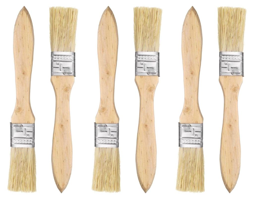 6 Stück Doppelt Dicke Lackpinsel 1 Zoll Flache Borsten mit Holzgriff für DIY Kunst Malerei Möbel Schränke Zäune Decks Wände Türleisten Weiß
