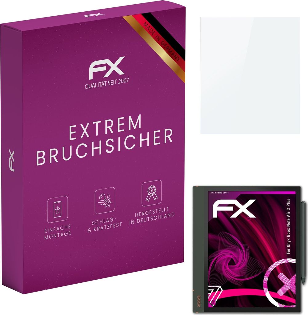 atFoliX FX-Hybrid-Glass Displayfolie kompatibel mit Onyx Boox Note Air 2 Plus Glasfolie