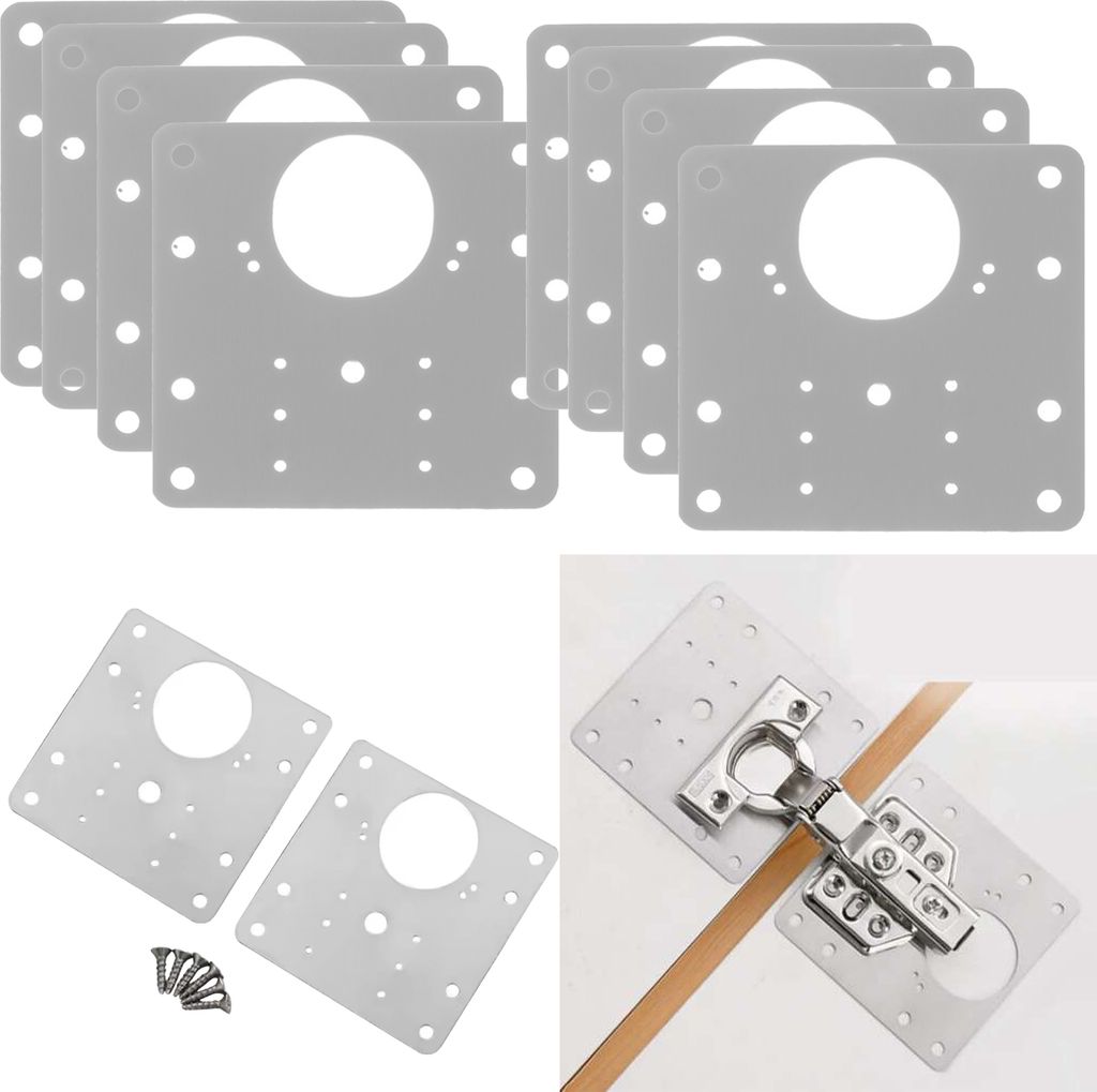 8x Scharnier Reparaturplatte Möbel Schrank Reparaturblech Reparatur Blech Platte