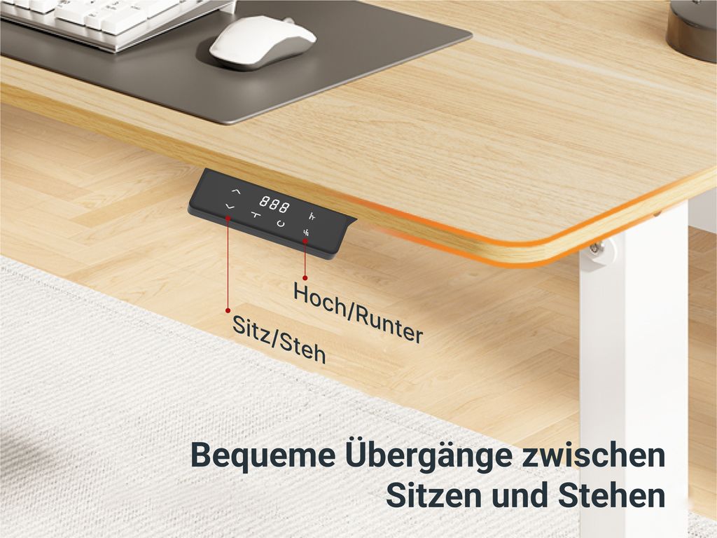 SANODESK QS1 140 x 60 cm Výškově nastavitelný stolní Obrázek produktu 5