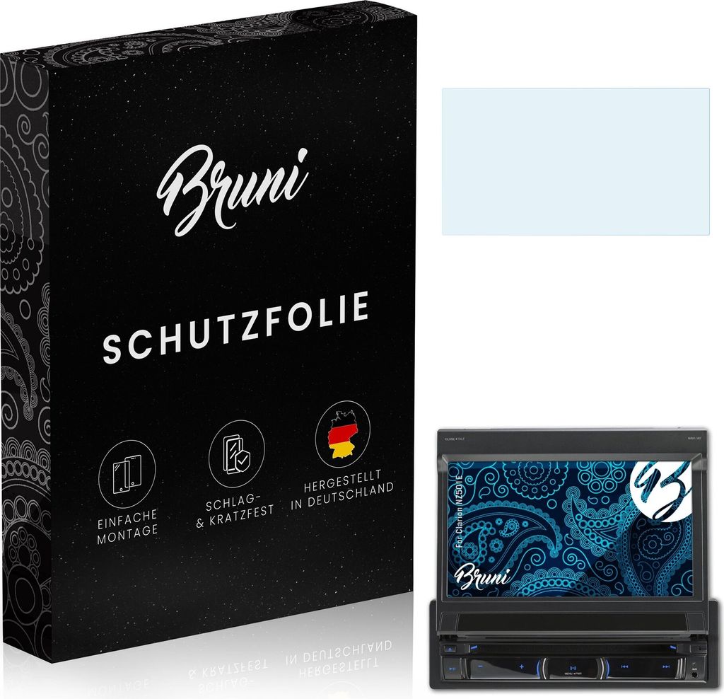 Bruni Basics-Clear 2x Schutzfolie kompatibel mit Clarion NZ501E Folie