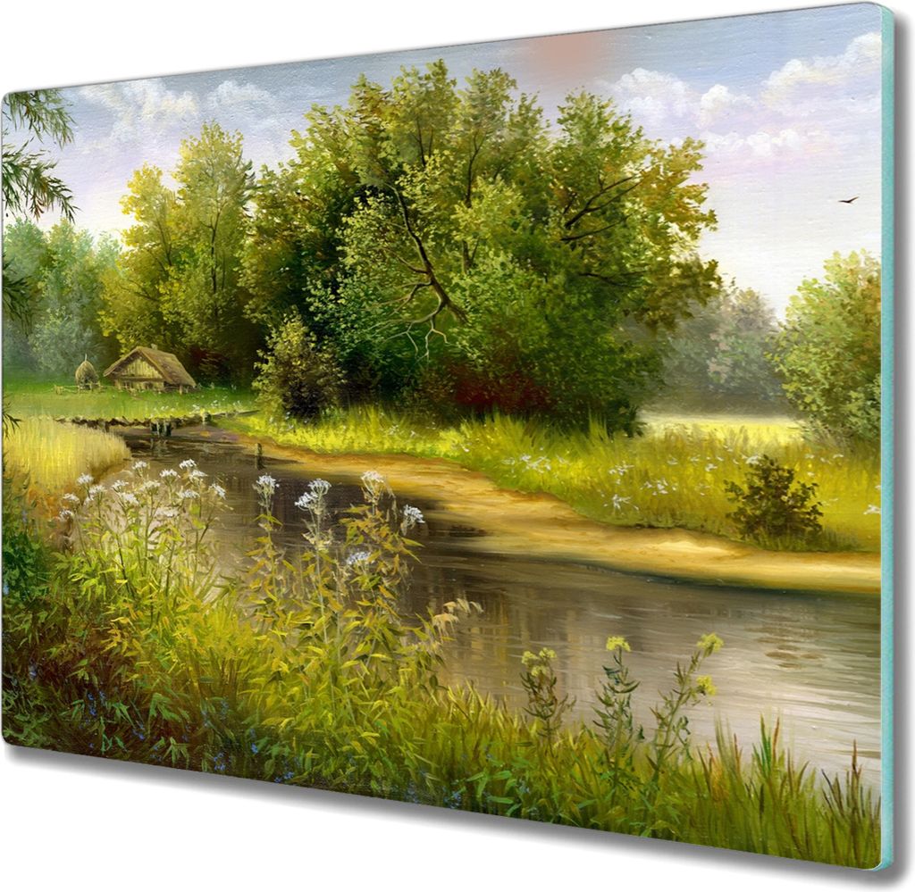 Coloray Küchenbrett Kochplattenabdeckung Hackbrett Schneidebrett Herdabdeckplatte 60x52 cm - River Forest Natur