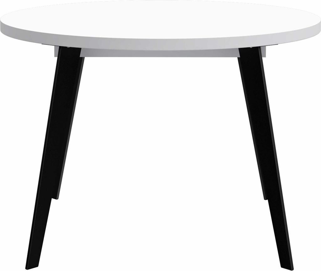 Esstisch Ausziehtisch TABLE ROUND 110 - 155 cm Weiß Metallfüße schwarz