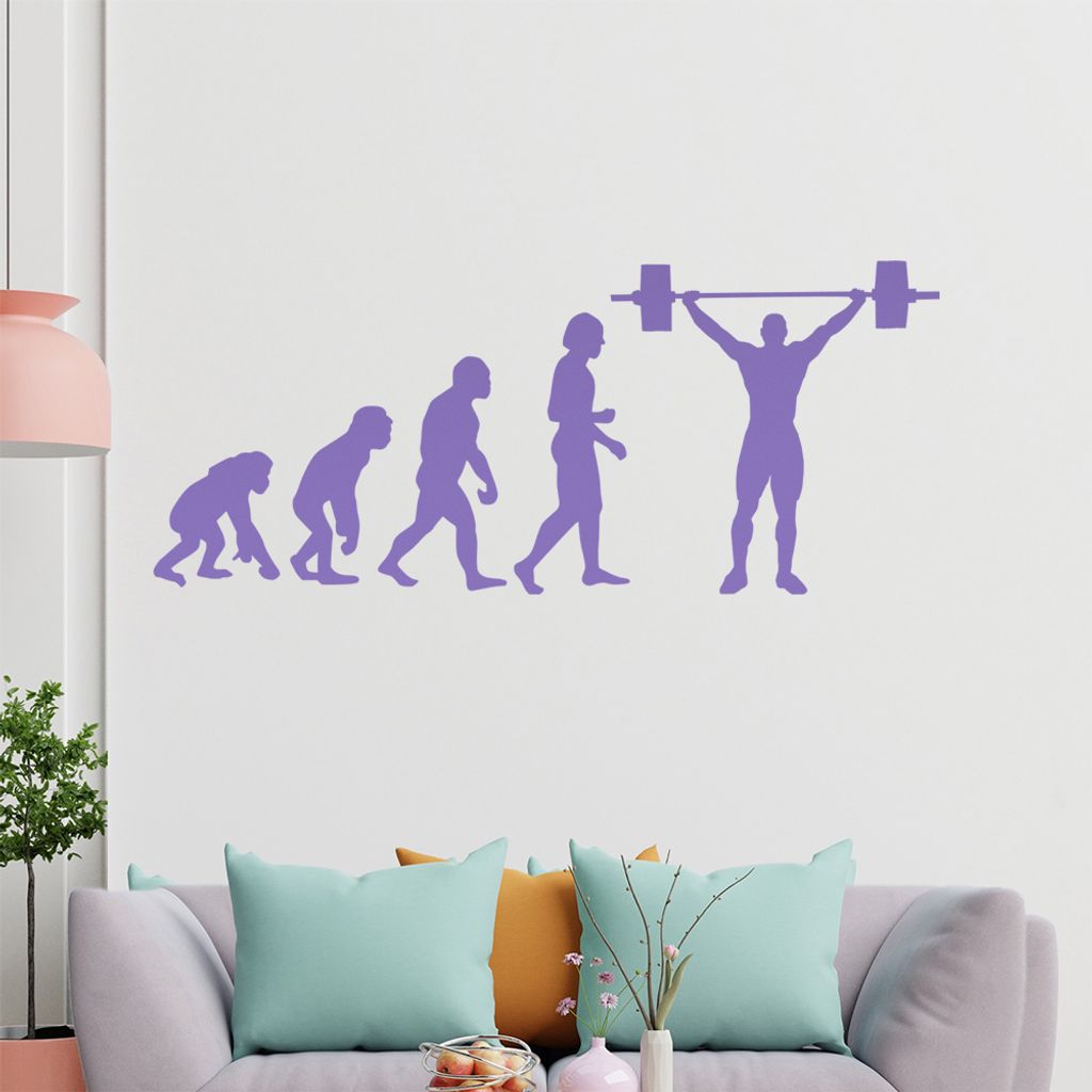 KIWISTAR Evolution Gewichtheber Charles Darwin Wandtattoo in 6 Größen - Wandaufkleber Wall Sticker - Dekoration, Küche, Wohnzimmer, Schlafzimmer...