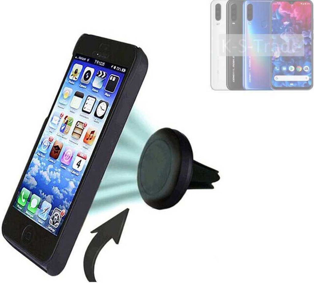 K-S-Trade Kompatibel mit General Mobile GM 20 Pro Auto Handy Halterung KFZ Halter Lüftungsgitterhalterung Air Vent mount Smartphone Halter
