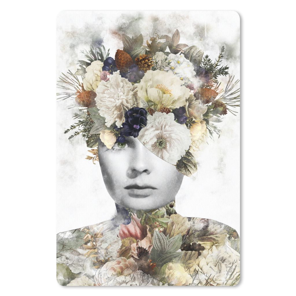 MuchoWow Mauspad Mousepad Blumen - Frau - Scherben 18x27 cm - Mousepads - Maus Mat - Pad - Mausunterlage