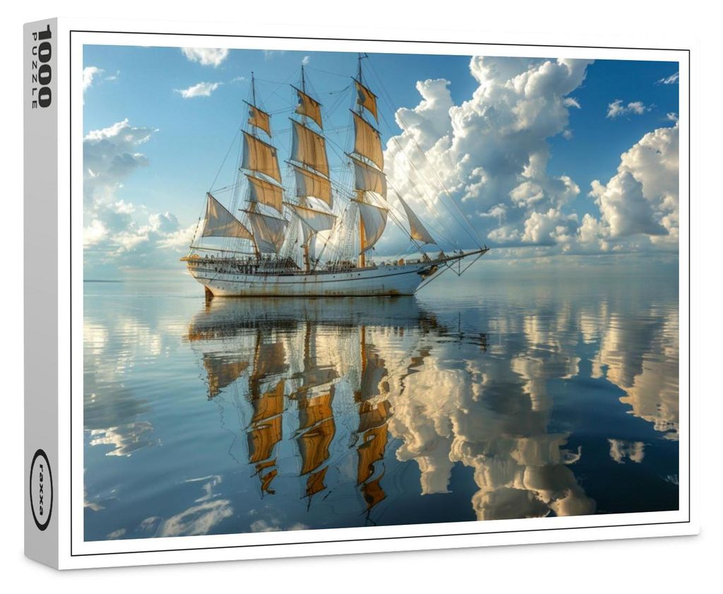 raxxa Premium-Puzzle "Segelschiff und Wolken mit Spiegelung", 1000 Teile