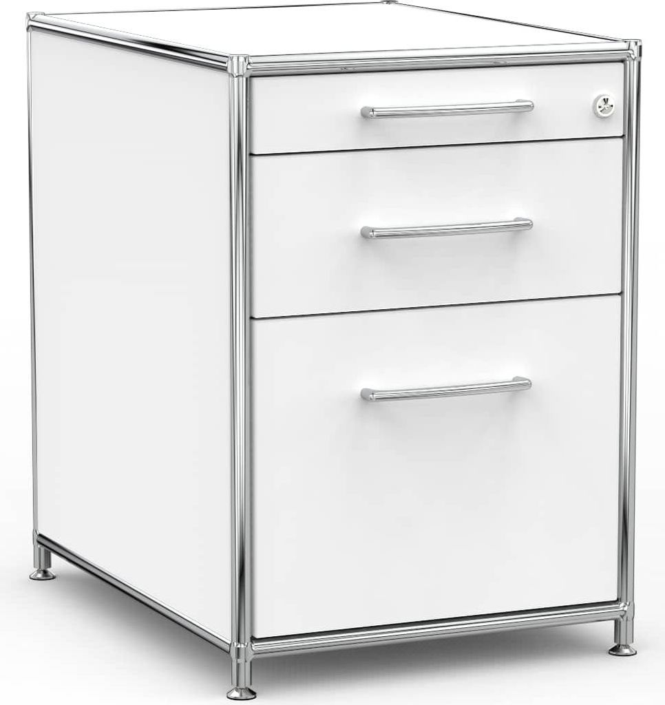 VERSEE Standcontainer 60 cm mit Hängeregistratur – Holz Weiß – Bürocontainer
