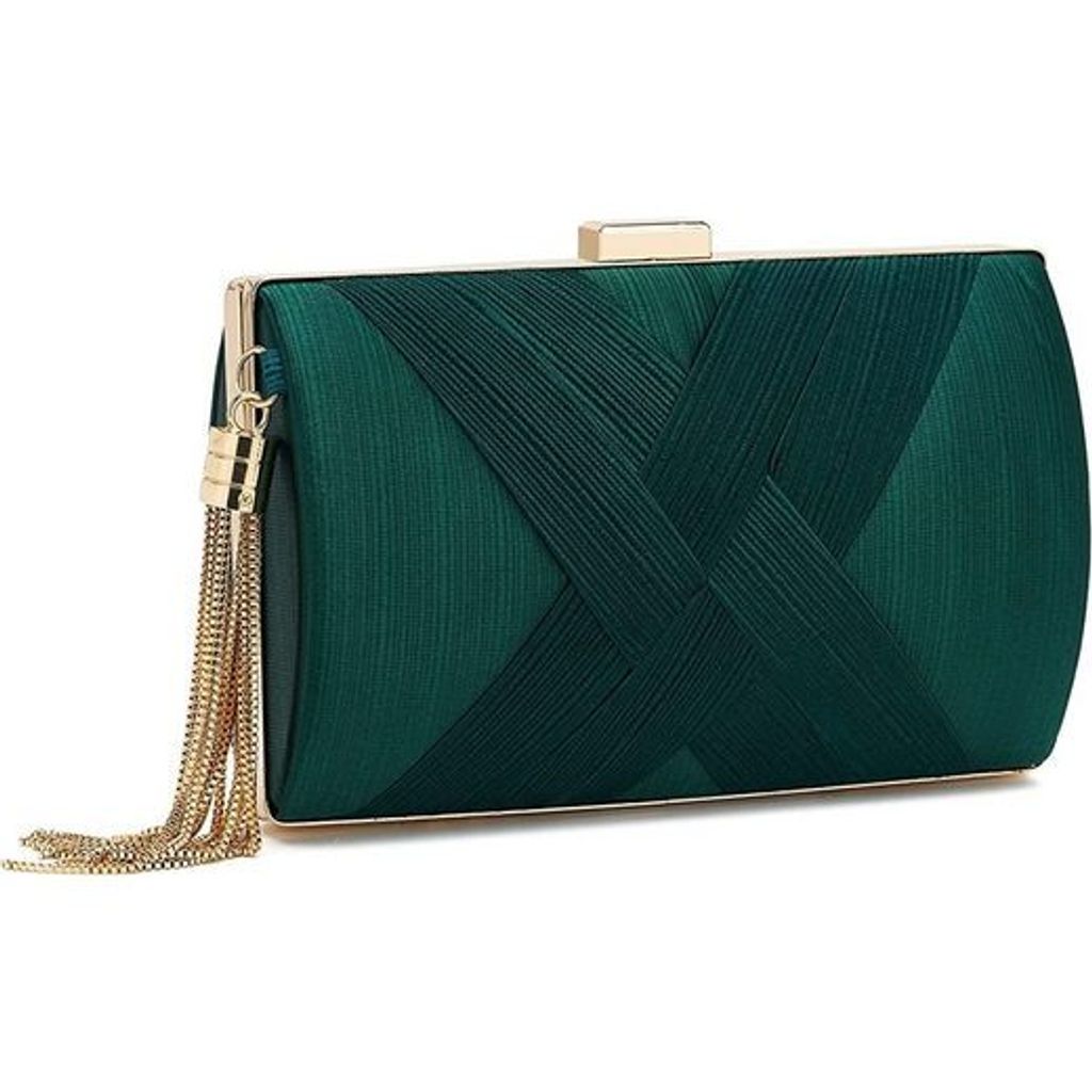 Abendtasche Frauen Clutch Abendtasche Fransen Elegante Kettentasche Tasche(Grün)