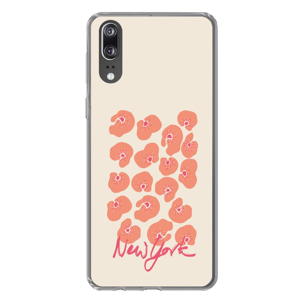 MuchoWow Handyhülle Schutzhülle Hülle für Huawei P20 Blume - Abstrakt - New York Silikon Softcase Handy Hülle - Hardcover