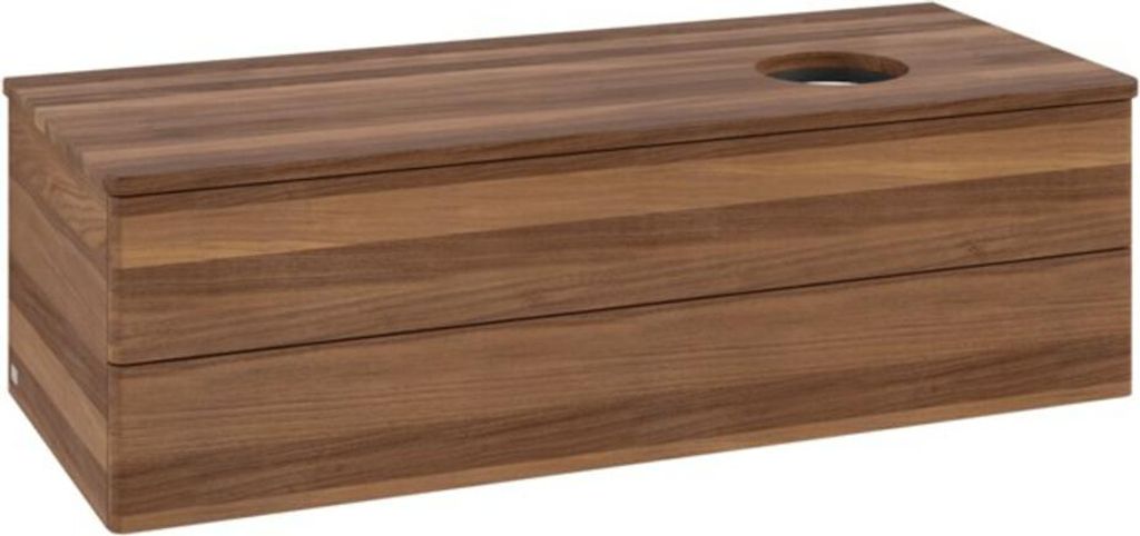 V&B Waschtischunterschrank ohne Frontstruktur, mit Beleuchtung Antao 120x36x50cm, WBP-farbe w. wal, w. walnut