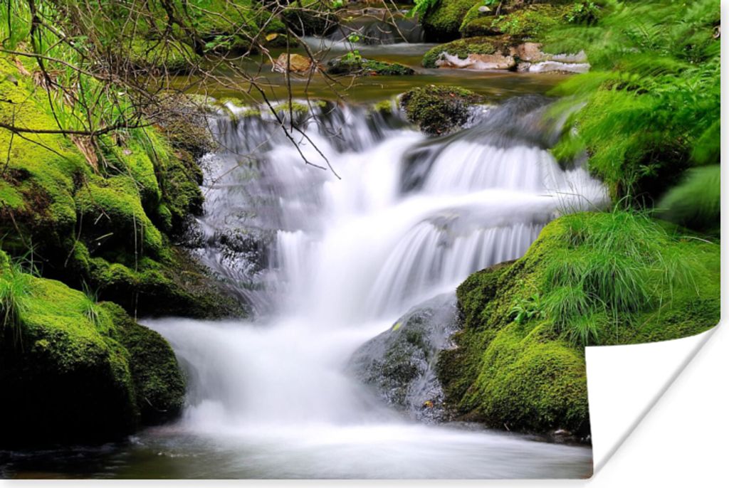 MuchoWow Poster Wasser - Natur - Wasserfall 180x120 cm - Fotoplakat