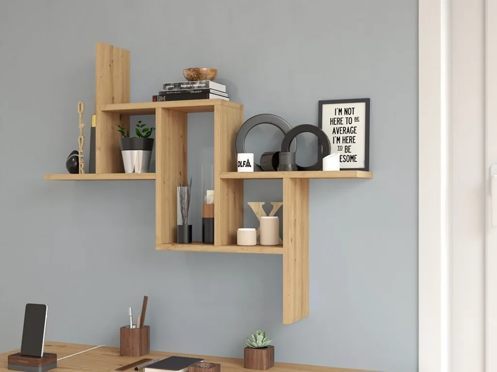 VBChome Scaffale a muro con 6 ripiani 90 x 15 x 73 cm Rovere Artisan Libreria Scaffale sospeso Scaffale da ufficio Legno MDF Pannello per mobili Camera da letto Soggiorno Camera dei bambini Moderno Rovere Artisan
