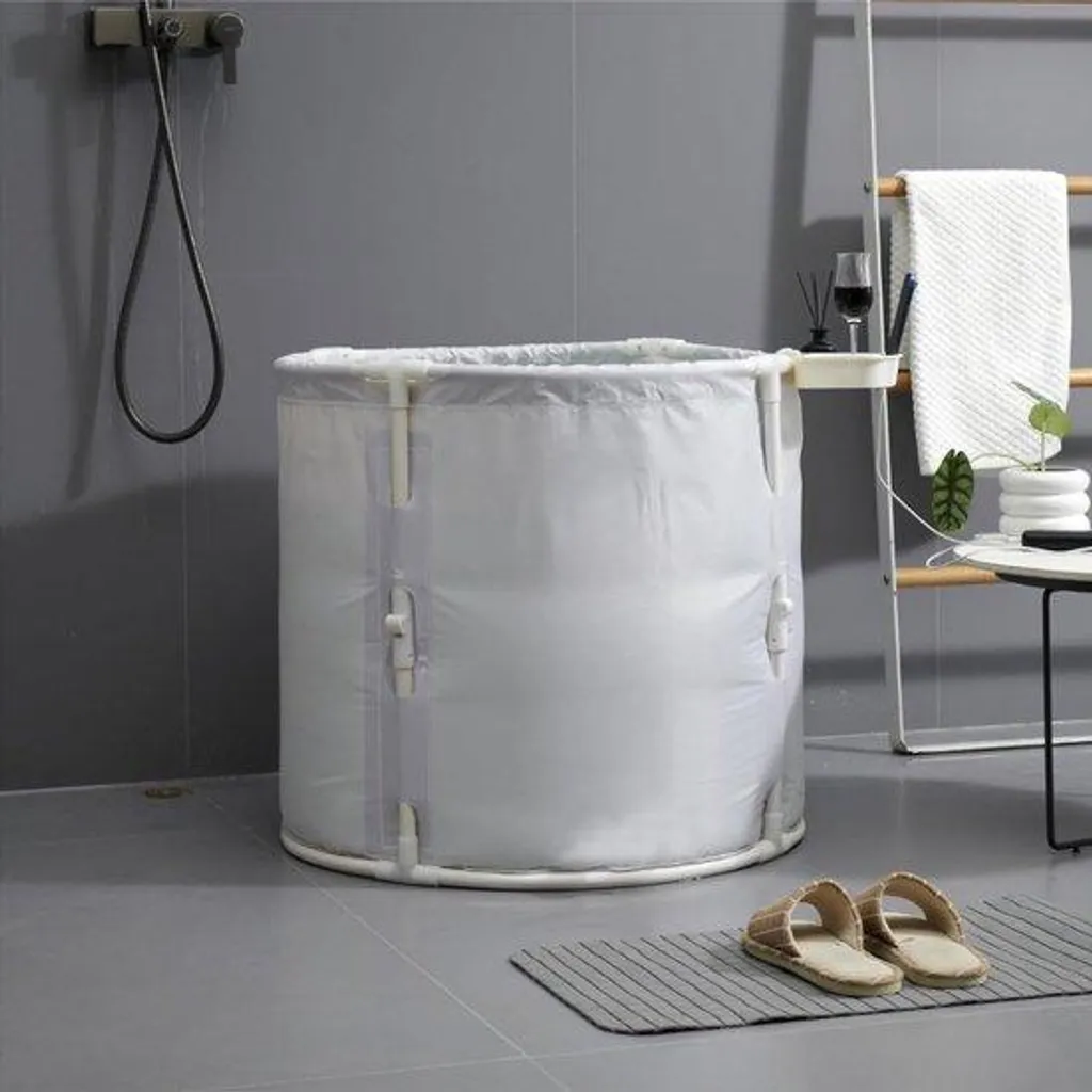 Baignoire mobile pliable adulte - Seau de bain ergonomique Blanc 140cm