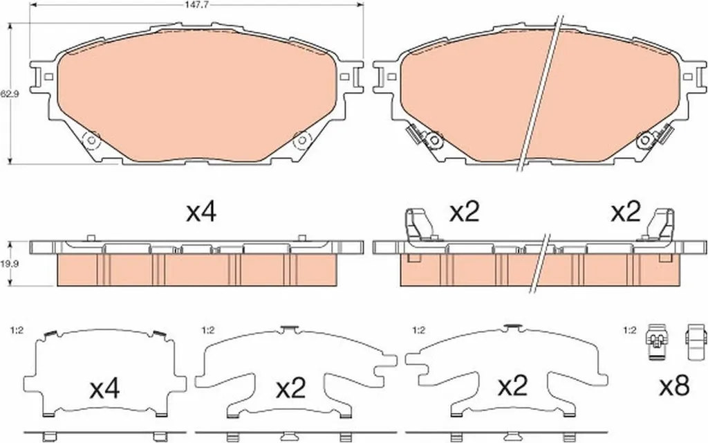 Plaquettes de frein TRW GDB3611 d'origine OE MK585740 pour Clio II