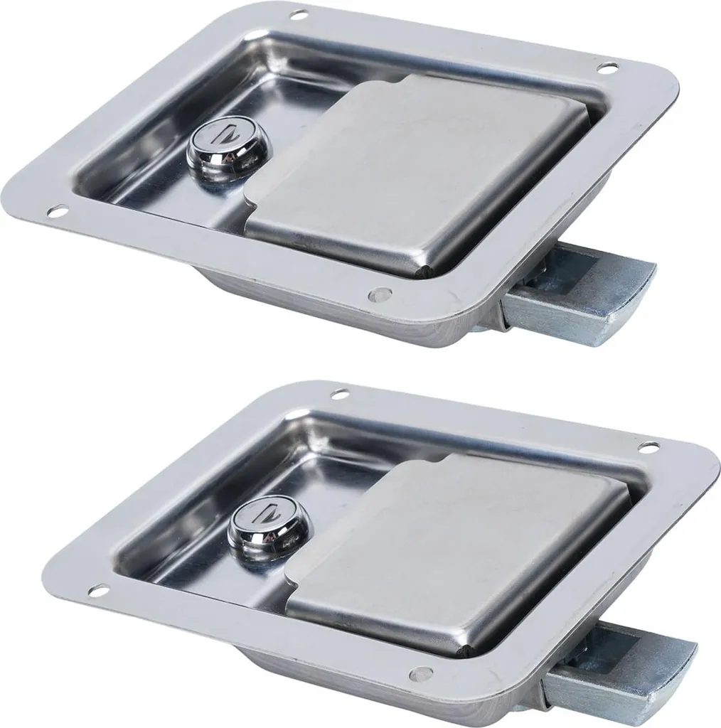 Verrou Inox Robuste pour Coffre de Camion, Joint Étanche et Clés x2