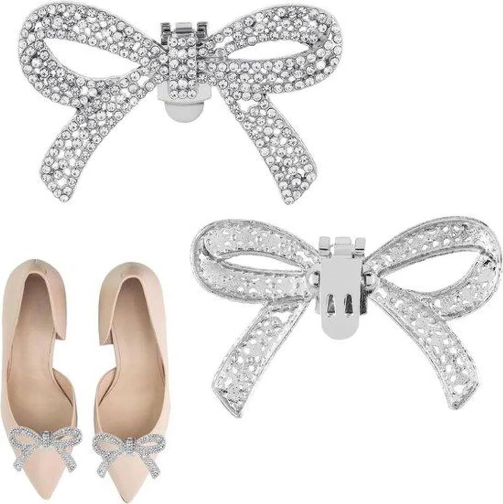 Clips de Chaussures Strass Argentés : Lot de 4 Accessoires Scintillants