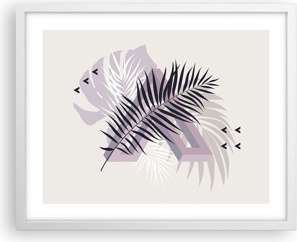 Gerahmtes Poster - Weißer Rahmen - Grafiken Blatt Buntstift - 50x40 cm - Wand Bild - Wanddeko - Wandbilder - Kunstposter - Wandposter - Bilderrahm...