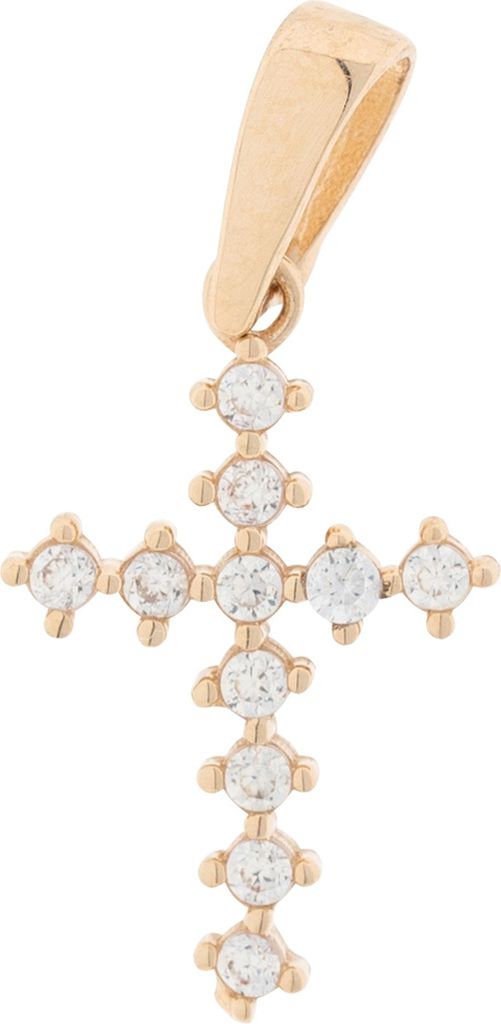 Golders Kreuz-Anhänger aus 585 Rotgold mit Zirkonia, Gold Schmuck für Damen