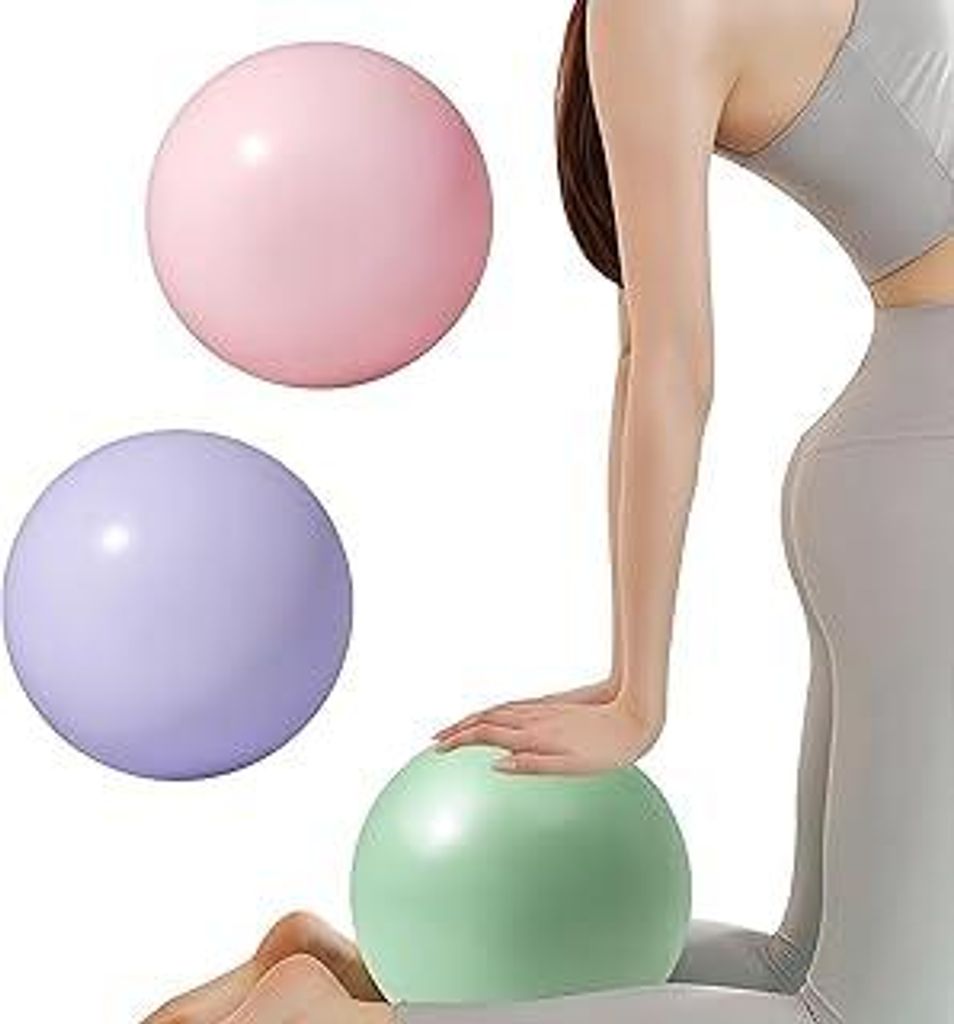3 Stück Pilates Ball 25cm, Weicher, Rutschfester & Verdickter Gymnastikball Klein in Pink, Lila & Grün, mit Blasrohr, Pilates & Yoga Zubehör fü...