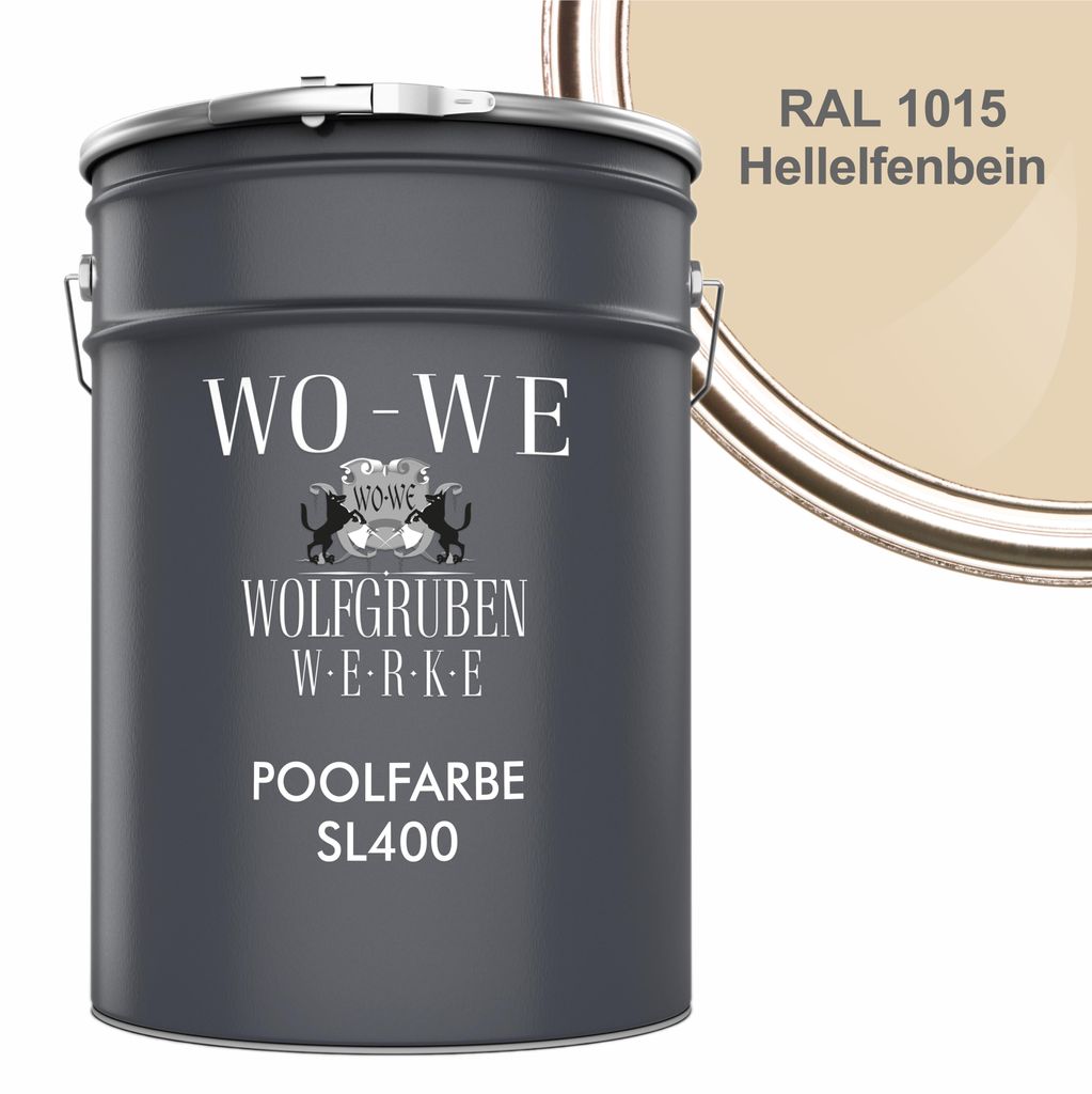 Schwimmbadfarbe Poolfarbe Schwimmbeckenfarbe SL400 Hellelfenbein ähnl. RAL 1015 10L