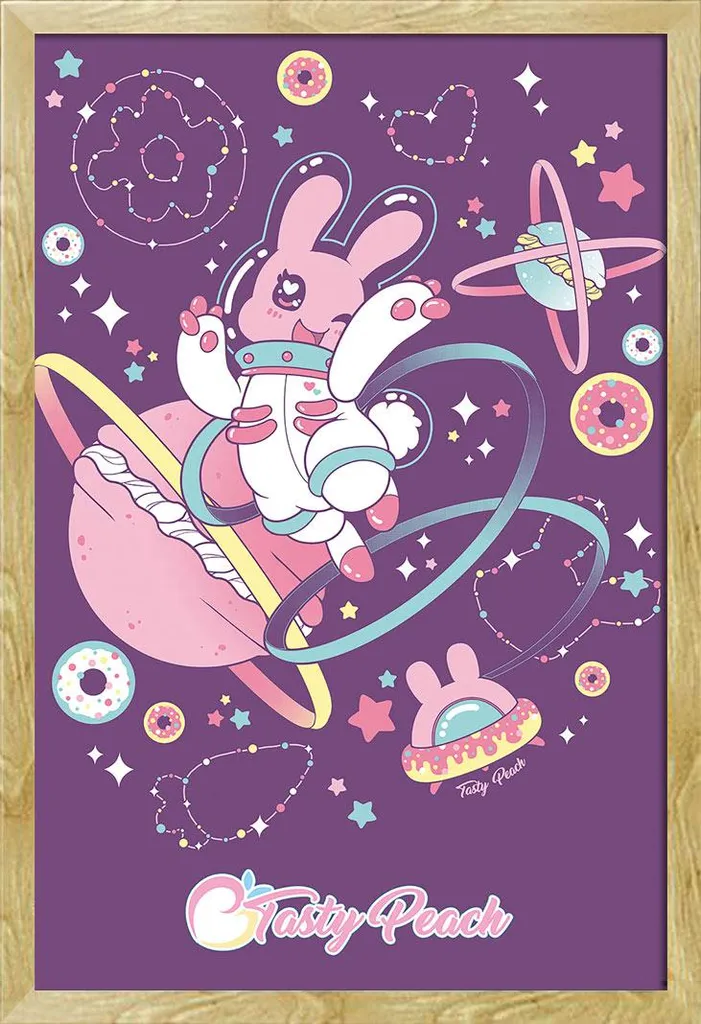 Affiche Tasty Peach Chirii cadre Shinsuke robuste MDF hêtre et acrylique