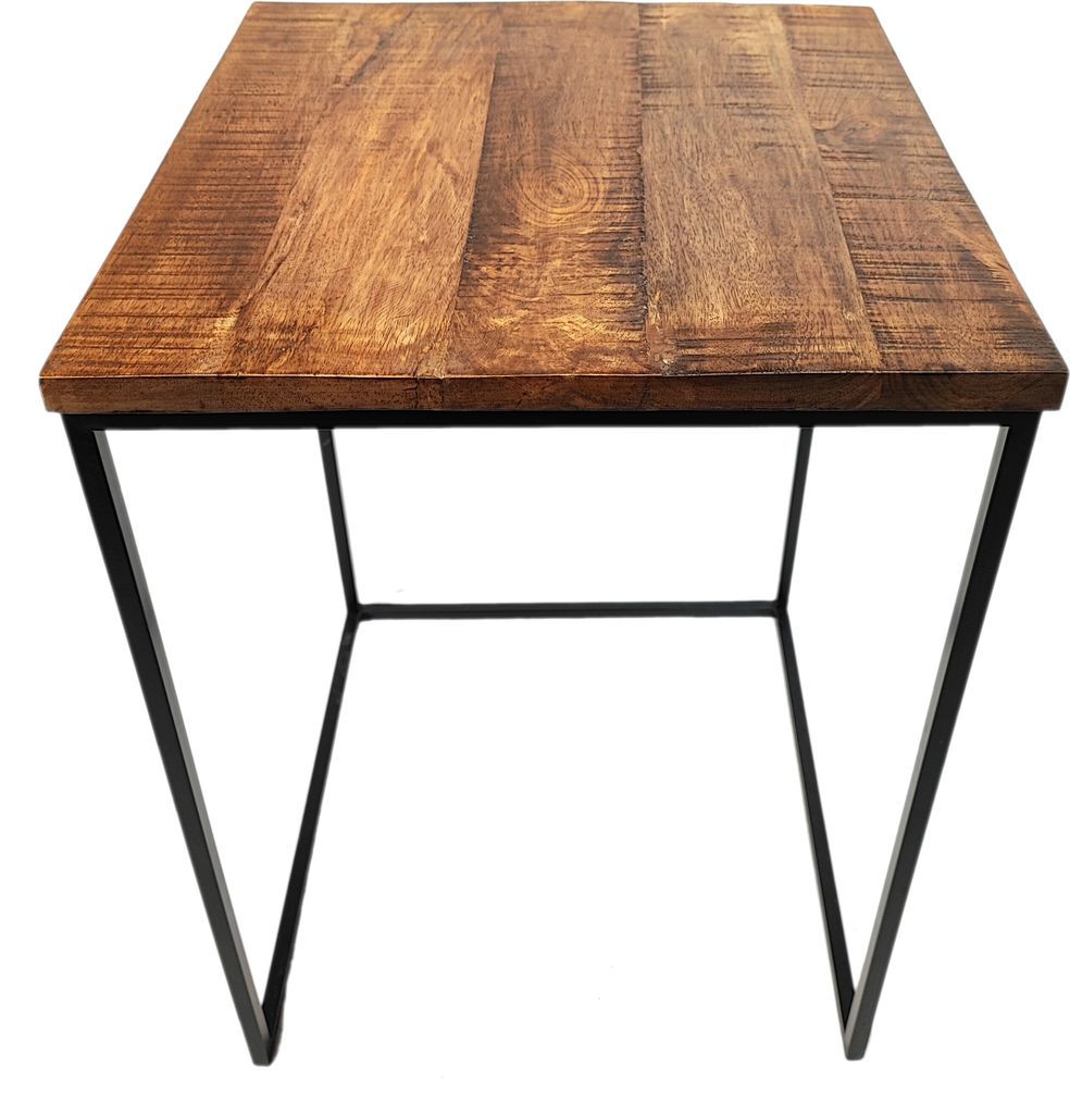 Mango Holz Beistelltisch eckig - 42 x 58 cm - Couchtisch quadratisch
