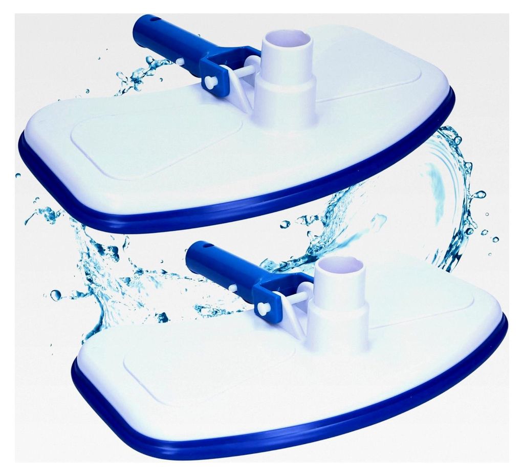 Pool Bodensauger Set 2 Stück I Bodensauger mit 8 Borsten I Bodensaugerbürste Set I schwere Ausführung I Poolbürste mit Clip-On-Anschluss für P...