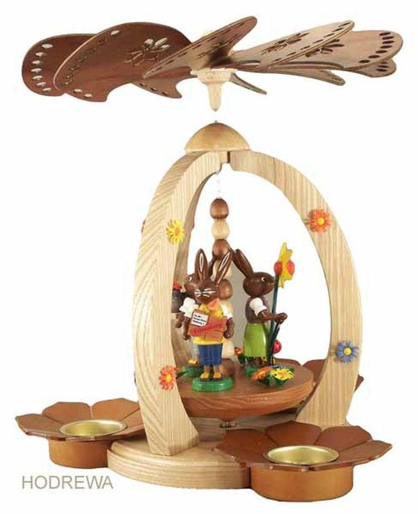 Osterdekoration Pyramide mit Hasen natur Höhe 28cm NEU